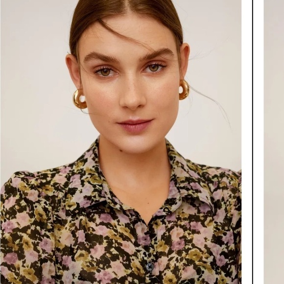 MANGO floor length sheer floral button down dress size 6 - Picture 4 of 11